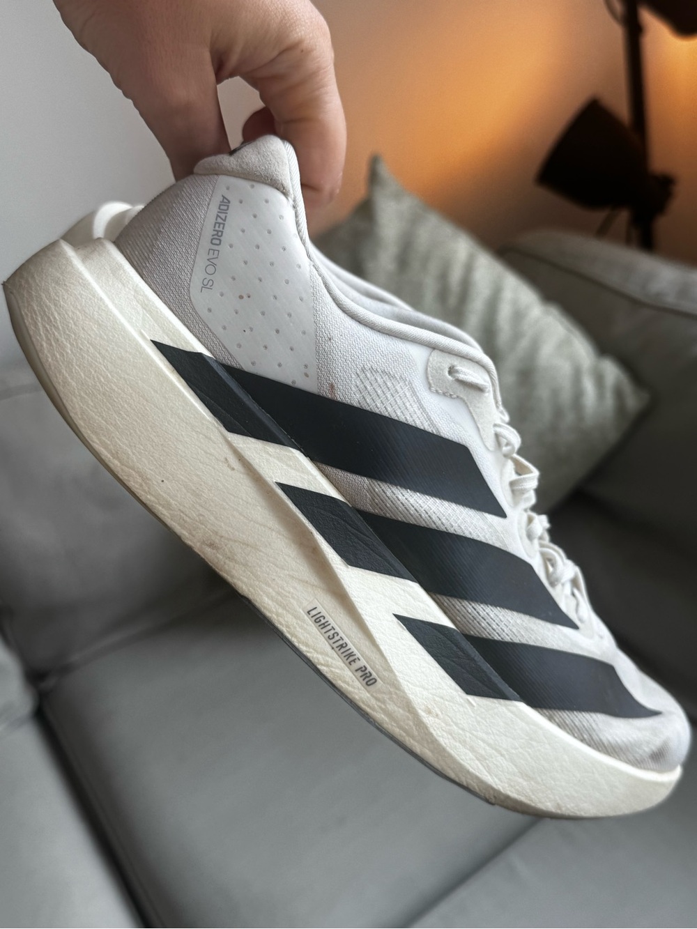 Adidas Womens White/Black Adizero Running Shoes